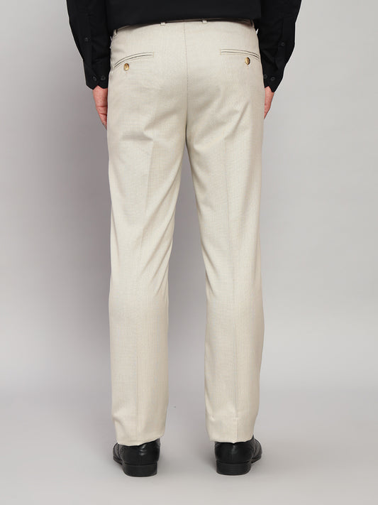 Formal Trouser for Men | Breathable & Soft with Color Fastness Regular Fit Poly Viscose Fabric Self Design Pattern Hook & Eye Closure