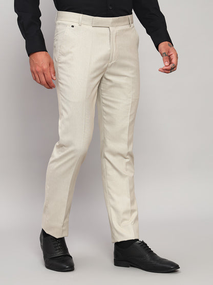 Formal Trouser for Men | Breathable & Soft with Color Fastness Regular Fit Poly Viscose Fabric Self Design Pattern Hook & Eye Closure
