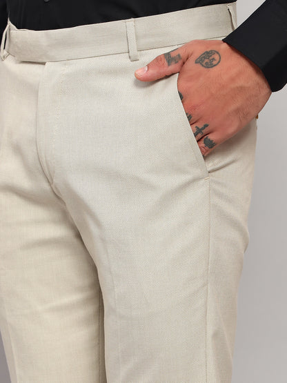 Formal Trouser for Men | Breathable & Soft with Color Fastness Regular Fit Poly Viscose Fabric Self Design Pattern Hook & Eye Closure
