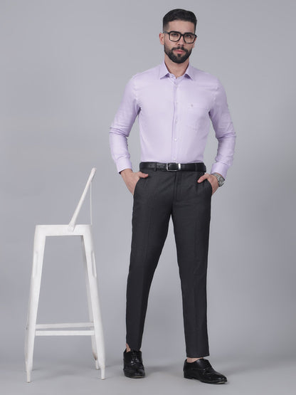 Formal Trouser for Men | Breathable & Soft with Color Fastness Regular Fit Poly Viscose Fabric Self Design Pattern Hook & Eye Closure