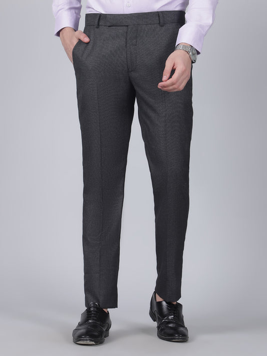 Formal Trouser for Men | Breathable & Soft with Color Fastness Regular Fit Poly Viscose Fabric Self Design Pattern Hook & Eye Closure