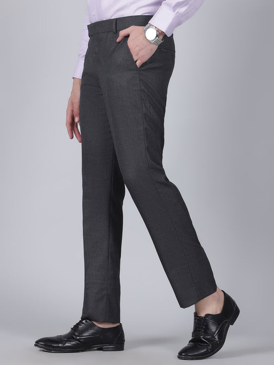 Formal Trouser for Men | Breathable & Soft with Color Fastness Regular Fit Poly Viscose Fabric Self Design Pattern Hook & Eye Closure