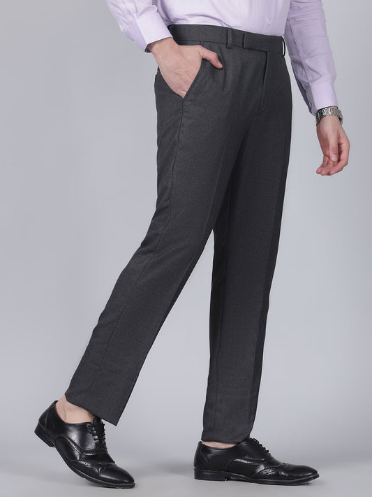 Formal Trouser for Men | Breathable & Soft with Color Fastness Regular Fit Poly Viscose Fabric Self Design Pattern Hook & Eye Closure