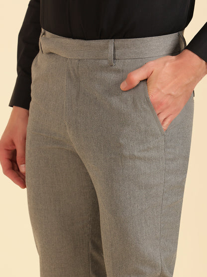 Formal Trouser for Men | Breathable & Soft with Color Fastness Regular Fit Poly Viscose Fabric Self Design Pattern Hook & Eye Closure