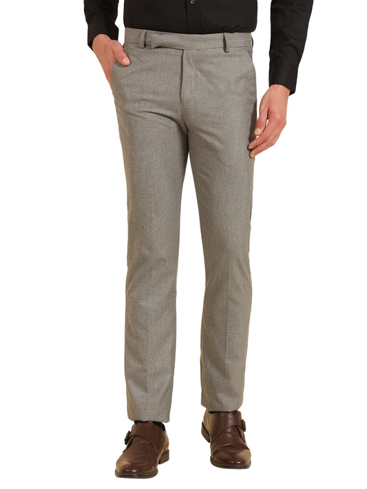 Formal Trouser for Men | Breathable & Soft with Color Fastness Regular Fit Poly Viscose Fabric Self Design Pattern Hook & Eye Closure