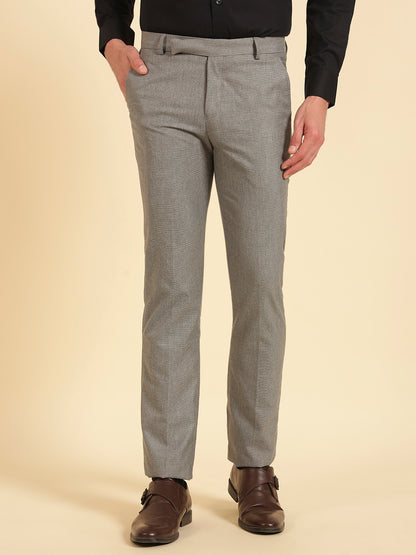 Formal Trouser for Men | Breathable & Soft with Color Fastness Regular Fit Poly Viscose Fabric Self Design Pattern Hook & Eye Closure