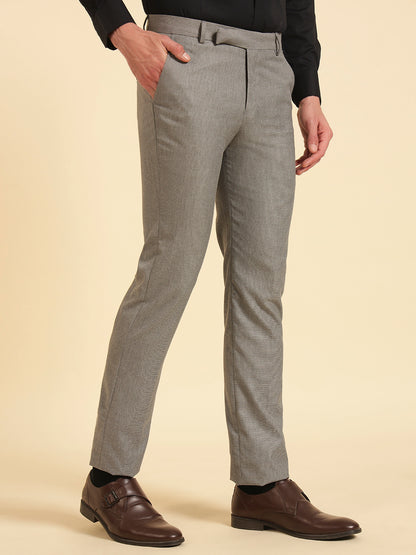 Formal Trouser for Men | Breathable & Soft with Color Fastness Regular Fit Poly Viscose Fabric Self Design Pattern Hook & Eye Closure