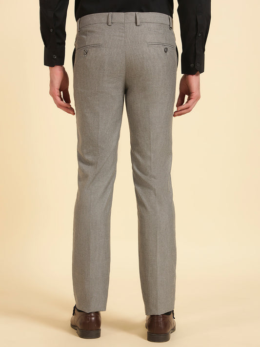 Formal Trouser for Men | Breathable & Soft with Color Fastness Regular Fit Poly Viscose Fabric Self Design Pattern Hook & Eye Closure