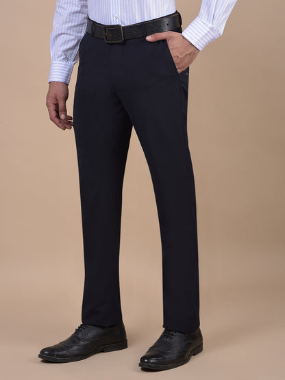 Formal Trouser for Men | Breathable & Soft with Color Fastness Regular Fit Poly Viscose Fabric Self Design Pattern Hook & Eye Closure