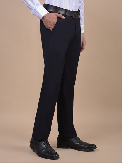 Formal Trouser for Men | Breathable & Soft with Color Fastness Regular Fit Poly Viscose Fabric Self Design Pattern Hook & Eye Closure