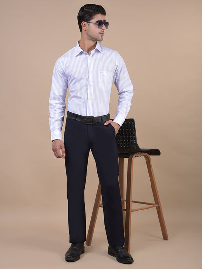 Formal Trouser for Men | Breathable & Soft with Color Fastness Regular Fit Poly Viscose Fabric Self Design Pattern Hook & Eye Closure