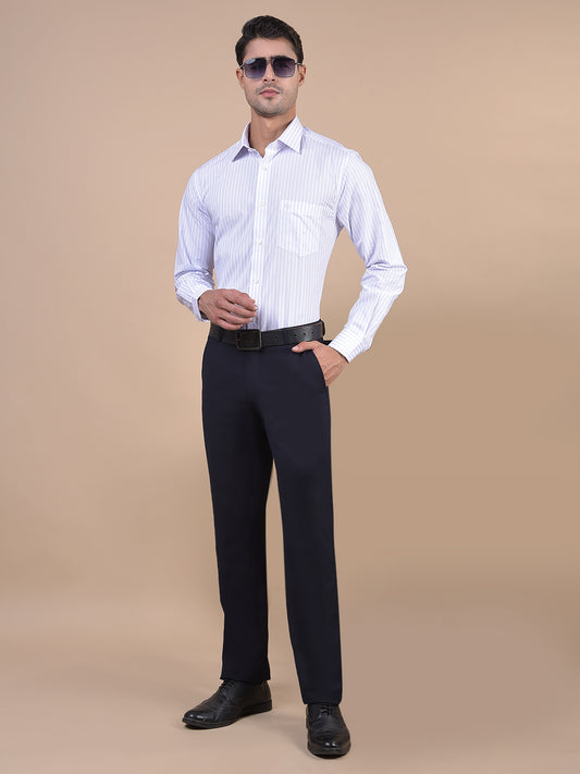 Formal Trouser for Men | Breathable & Soft with Color Fastness Regular Fit Poly Viscose Fabric Self Design Pattern Hook & Eye Closure