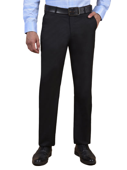 Formal Trouser for Men | Breathable & Soft with Color Fastness Regular Fit Poly Viscose Fabric Self Design Pattern Hook & Eye Closure