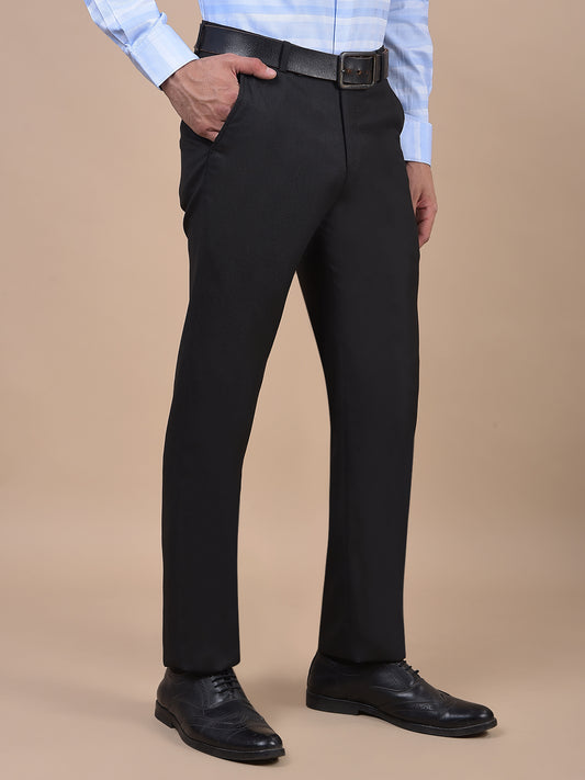 Formal Trouser for Men | Breathable & Soft with Color Fastness Regular Fit Poly Viscose Fabric Self Design Pattern Hook & Eye Closure