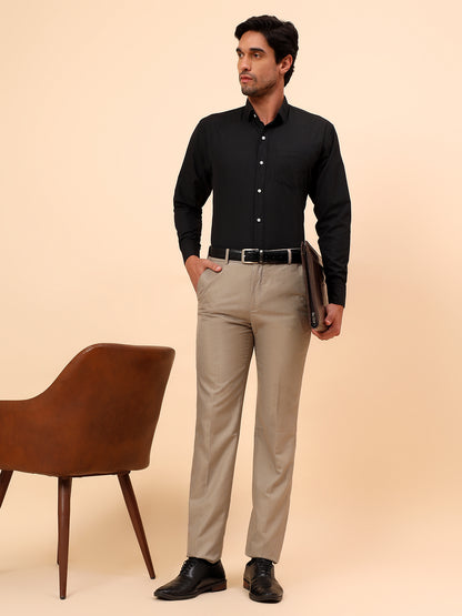 Formal Trousers for Men l Breathable & Soft with Color Fastness Regular Fit Poly Viscose Fabric Check Pattern Button Closure