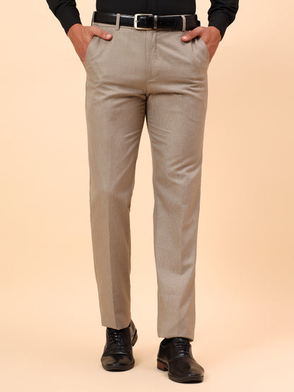 Formal Trousers for Men l Breathable & Soft with Color Fastness Regular Fit Poly Viscose Fabric Check Pattern Button Closure