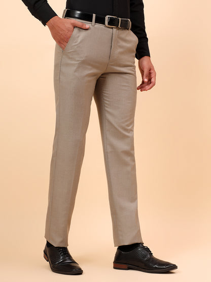 Formal Trousers for Men l Breathable & Soft with Color Fastness Regular Fit Poly Viscose Fabric Check Pattern Button Closure
