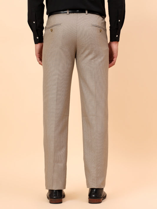 Formal Trousers for Men l Breathable & Soft with Color Fastness Regular Fit Poly Viscose Fabric Check Pattern Button Closure