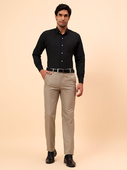 Formal Trousers for Men l Breathable & Soft with Color Fastness Regular Fit Poly Viscose Fabric Check Pattern Button Closure