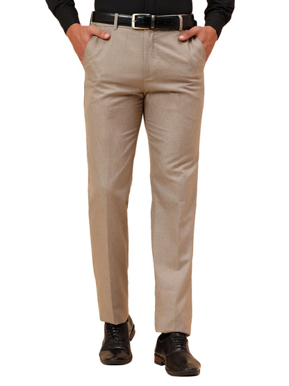 Formal Trousers for Men l Breathable & Soft with Color Fastness Regular Fit Poly Viscose Fabric Check Pattern Button Closure