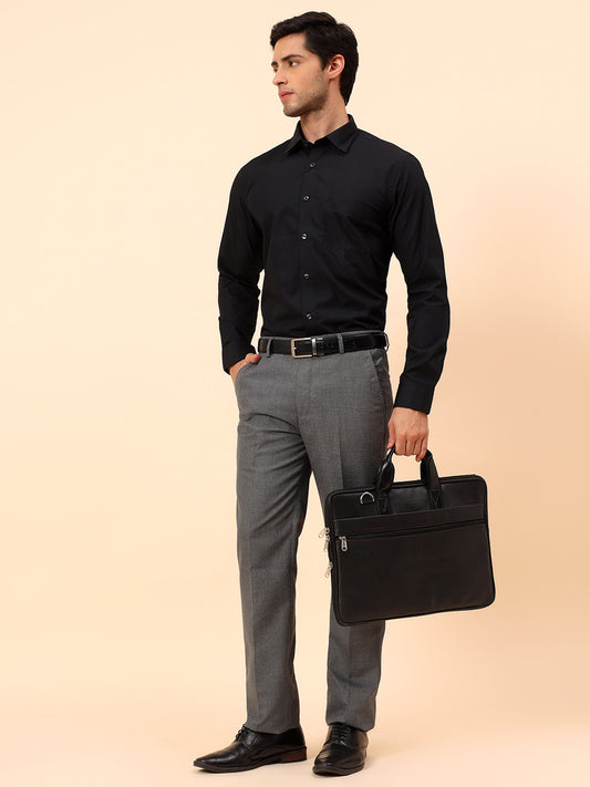 Formal Trousers for Men l Breathable & Soft with Color Fastness Regular Fit Poly Viscose Fabric Check Pattern Button Closure