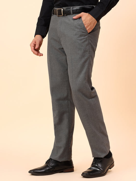 Formal Trousers for Men l Breathable & Soft with Color Fastness Regular Fit Poly Viscose Fabric Check Pattern Button Closure