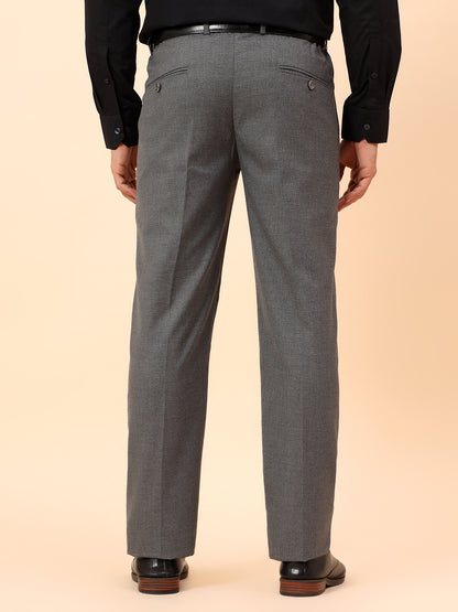 Formal Trousers for Men l Breathable & Soft with Color Fastness Regular Fit Poly Viscose Fabric Check Pattern Button Closure