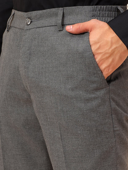 Formal Trousers for Men l Breathable & Soft with Color Fastness Regular Fit Poly Viscose Fabric Check Pattern Button Closure