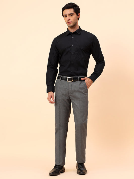 Formal Trousers for Men l Breathable & Soft with Color Fastness Regular Fit Poly Viscose Fabric Check Pattern Button Closure