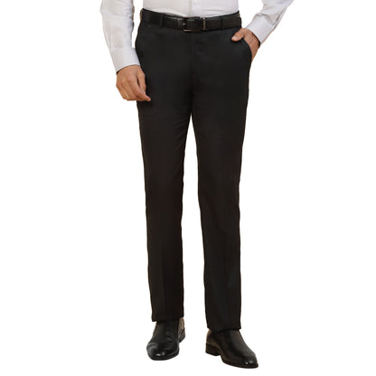 Formal Trouser for Men | Breathable & Soft with Color Fastness Regular Fit Polycotton Fabric Self Design Pattern Hook & Bar Closure