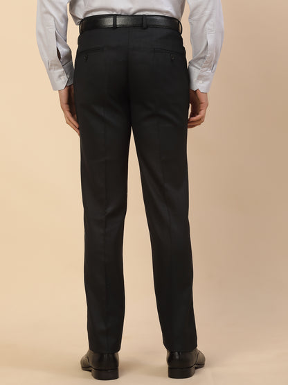 Formal Trouser for Men | Breathable & Soft with Color Fastness Regular Fit Polycotton Fabric Self Design Pattern Hook & Bar Closure