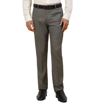 Formal Trouser for Men | Breathable & Soft with Color Fastness Regular Fit Polycotton Fabric Self Design Pattern Hook & Bar Closure