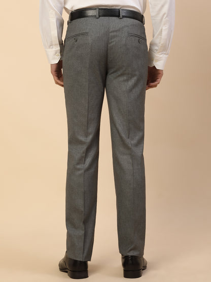 Formal Trouser for Men | Breathable & Soft with Color Fastness Regular Fit Polycotton Fabric Self Design Pattern Hook & Bar Closure