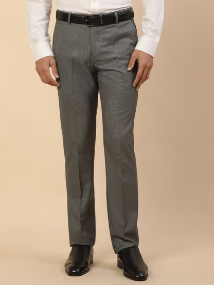 Formal Trouser for Men | Breathable & Soft with Color Fastness Regular Fit Polycotton Fabric Self Design Pattern Hook & Bar Closure