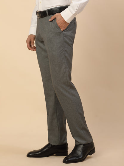 Formal Trouser for Men | Breathable & Soft with Color Fastness Regular Fit Polycotton Fabric Self Design Pattern Hook & Bar Closure