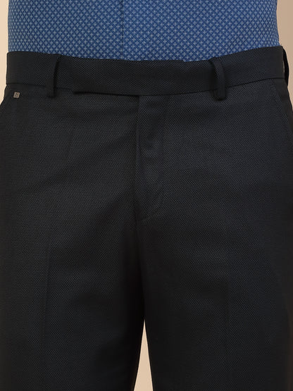 Formal Trouser for Men | Breathable & Soft with Color Fastness Regular Fit Polycotton Fabric Self Design Pattern Hook & Bar Closure