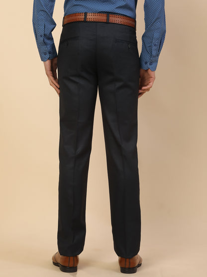 Formal Trouser for Men | Breathable & Soft with Color Fastness Regular Fit Polycotton Fabric Self Design Pattern Hook & Bar Closure