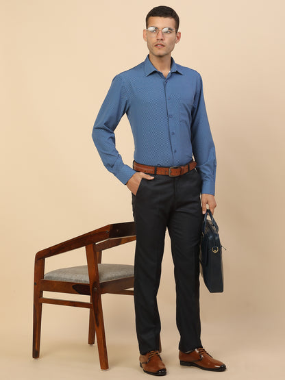 Formal Trouser for Men | Breathable & Soft with Color Fastness Regular Fit Polycotton Fabric Self Design Pattern Hook & Bar Closure