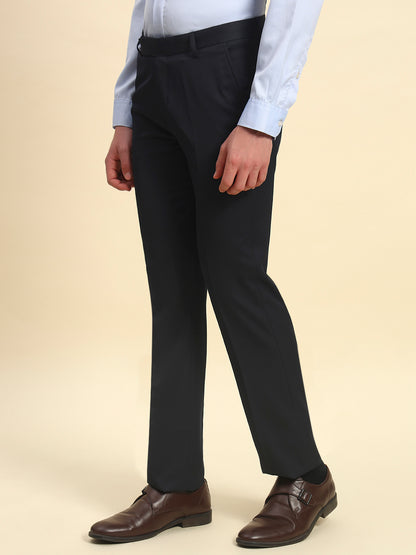 Formal Trouser for Men l Breathable & Soft with Color Fastness Regular Fit Poly Viscose Fabric Solid Pattern Hook & Bar Closure