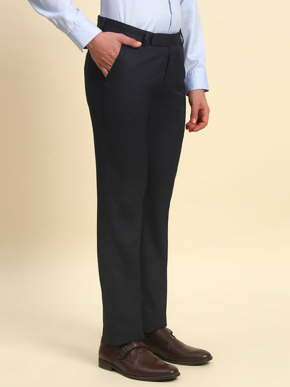 Formal Trouser for Men l Breathable & Soft with Color Fastness Regular Fit Poly Viscose Fabric Solid Pattern Hook & Bar Closure