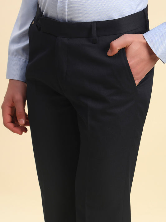 Formal Trouser for Men l Breathable & Soft with Color Fastness Regular Fit Poly Viscose Fabric Self Design Pattern Hook & Bar Closure