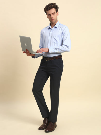 Formal Trouser for Men l Breathable & Soft with Color Fastness Regular Fit Poly Viscose Fabric Solid Pattern Hook & Bar Closure