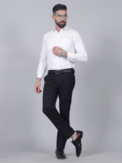 Formal Trouser for Men | Breathable & Soft with Color Fastness Regular Fit Poly Viscose Fabric Self Design Pattern Hook & Eye Closure