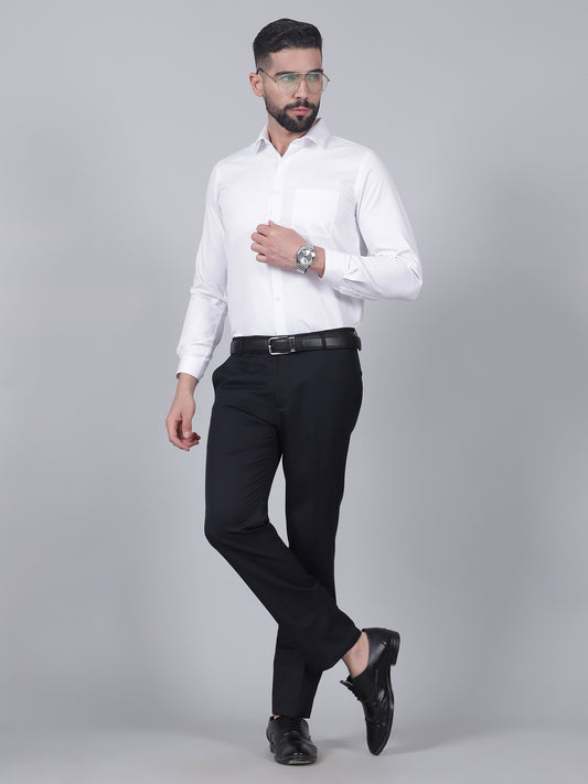 Formal Trouser for Men | Breathable & Soft with Color Fastness Regular Fit Poly Viscose Fabric Self Design Pattern Hook & Eye Closure