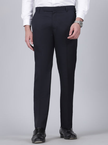 Formal Trouser for Men | Breathable & Soft with Color Fastness Regular Fit Poly Viscose Fabric Self Design Pattern Hook & Eye Closure