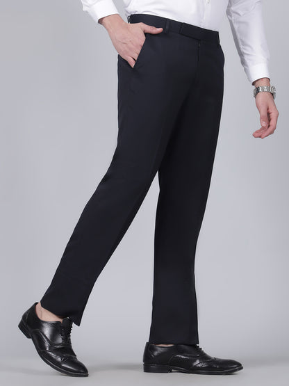 Formal Trouser for Men | Breathable & Soft with Color Fastness Regular Fit Poly Viscose Fabric Self Design Pattern Hook & Eye Closure