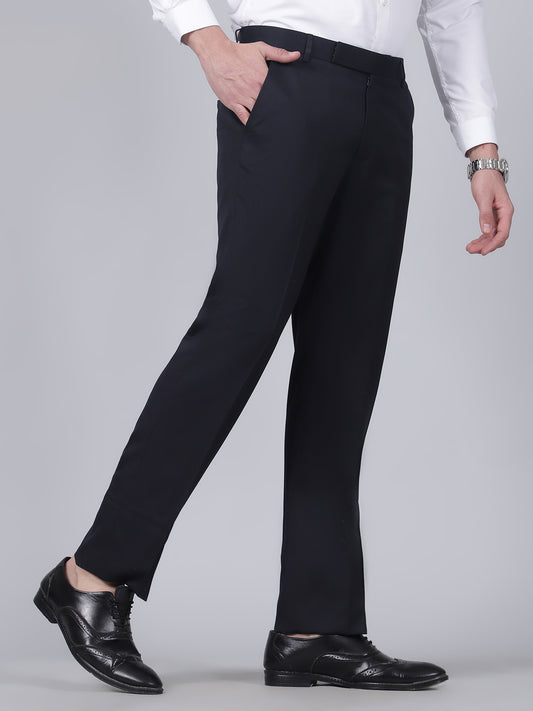 Formal Trouser for Men | Breathable & Soft with Color Fastness Regular Fit Poly Viscose Fabric Self Design Pattern Hook & Eye Closure