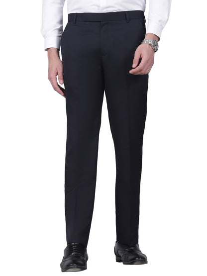 Formal Trouser for Men | Breathable & Soft with Color Fastness Regular Fit Poly Viscose Fabric Self Design Pattern Hook & Eye Closure