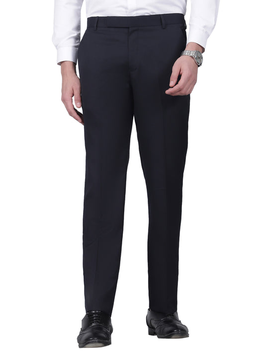 Formal Trouser for Men | Breathable & Soft with Color Fastness Regular Fit Poly Viscose Fabric Self Design Pattern Hook & Eye Closure