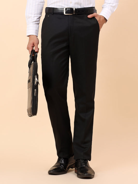 Formal Trousers for Men l Breathable & Soft with Color Fastness Regular Fit Poly Viscose Fabric Solid Pattern Hook & Eye Closure